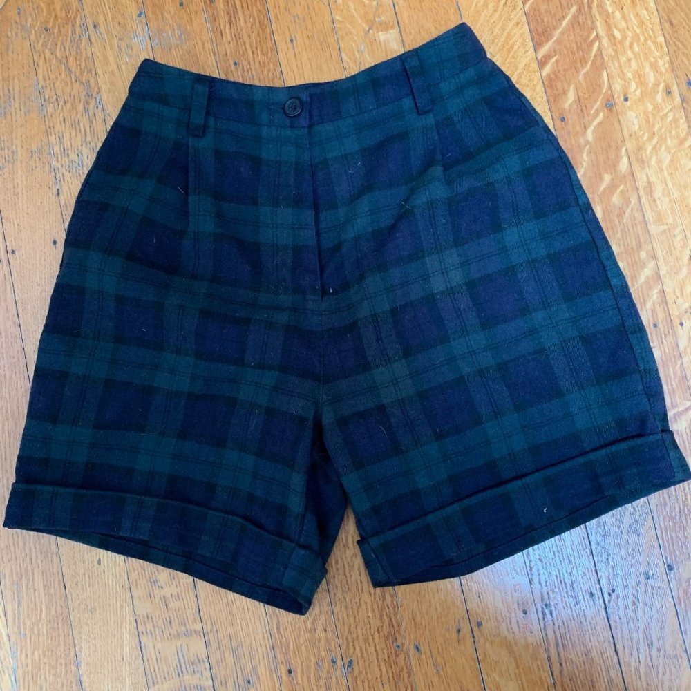 Brandy Melville Blue and Green Plaid Flannel Shorts